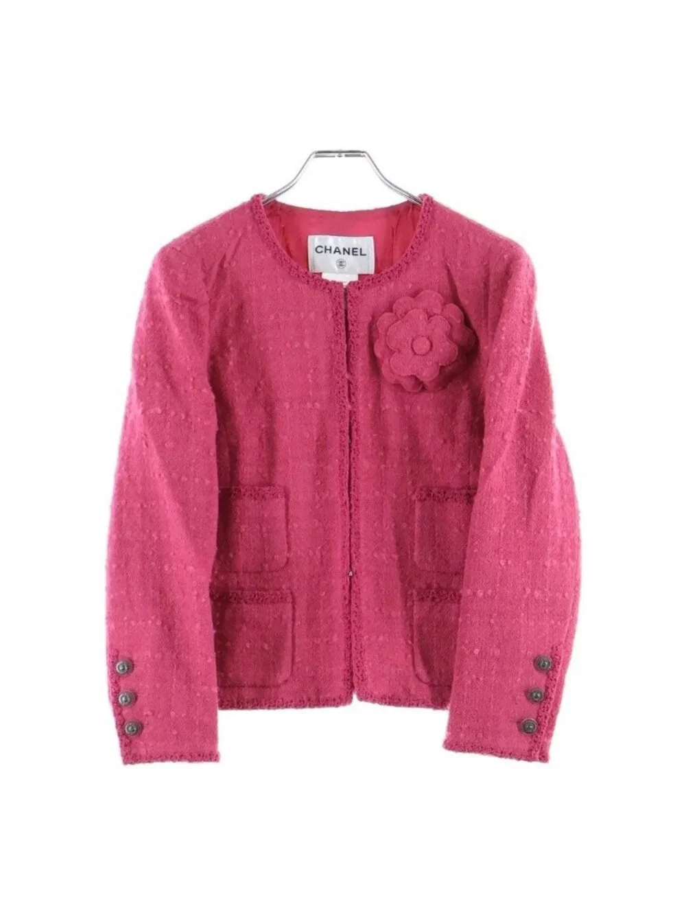 Chanel Coco Buttons Collarless Jacket Pink 38